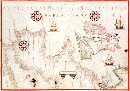 Portolan atlas of the Mediterranean Sea, western Europe, and the northwest coast of Africa: World map drawn on an oval projection (ca. 1590) by Joan Oliva.. Free illustration for personal and commercial use.