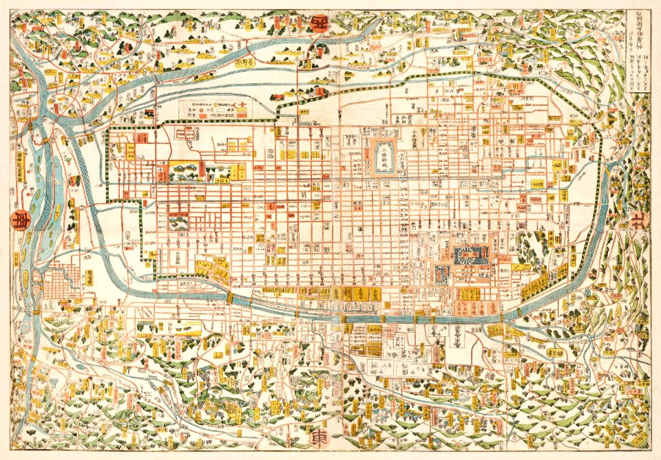 Map of Kyoto (1863) by Takebara Kahei.