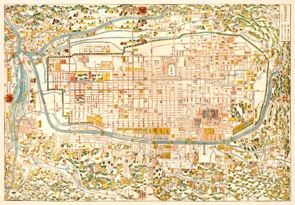 Map of Kyoto (1863) by Takebara Kahei.. Free illustration for personal and commercial use.