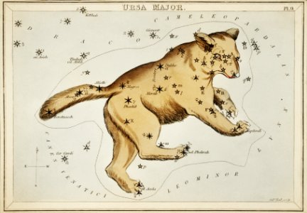 Sidney Hall’s (1831) astronomical chart illustration of the Ursa Major.. Free illustration for personal and commercial use.