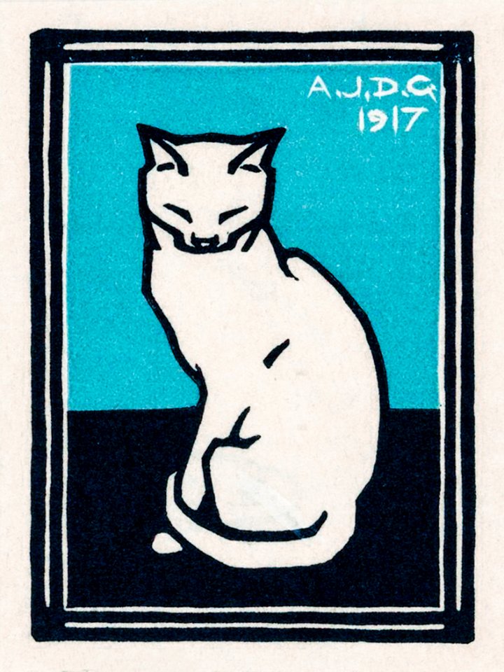 Sitting cat (1917) by Julie de Graag (1877-1924).