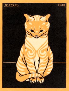 Sitting Cat (1918) by Julie de Graag (1877-1924).. Free illustration for personal and commercial use.