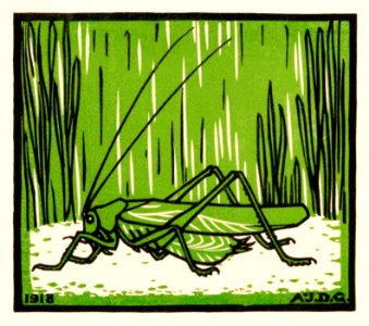 Grasshopper (1918) by Julie de Graag (1877-1924).. Free illustration for personal and commercial use.