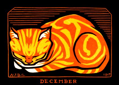 December Cat (1917) by Julie de Graag (1877-1924).. Free illustration for personal and commercial use.
