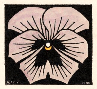 Woodcut flower (1920) by Julie de Graag (1877-1924).. Free illustration for personal and commercial use.