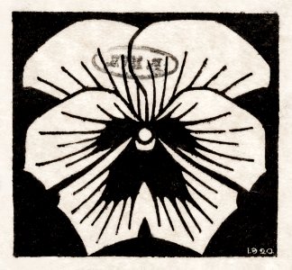 Woodcut flower (1920) by Julie de Graag (1877-1924).. Free illustration for personal and commercial use.