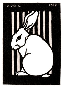 Sitting rabbitby (1917) by Julie de Graag (1877-1924). Digitally enhanced by rawpixel. Free illustration for personal and commercial use.