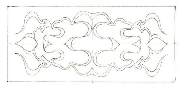 Symmetrical pattern of curly lines within a rectangle (1894) by Julie de Graag (1877-1924).