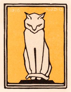 Sitting cat (1916) by Julie de Graag (1877-1924).. Free illustration for personal and commercial use.