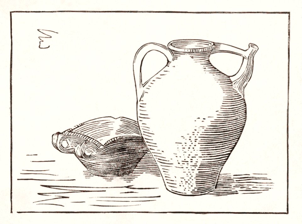 Woodcut still life: can and ashtray (1900) by Julie de Graag (1877-1924).