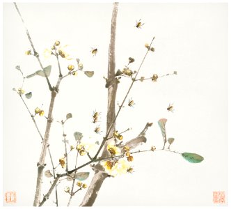 Insects and Flowers (Qing dynasty ca. 1644–1911) by Ju Lian.. Free illustration for personal and commercial use.