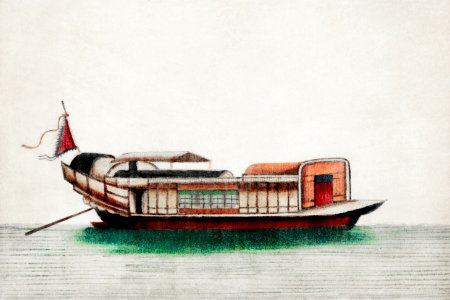 Chinese painting of a junk (ancient Chinese ship) (ca.1800–1899) from the Miriam and Ira D. Wallach Division of Art, Prints and Photographs: Art & Architecture Collection.