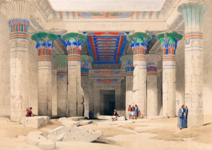 Grand Portico of the Temple of Philae Nubia illustration by David Roberts (1796–1864).. Free illustration for personal and commercial use.