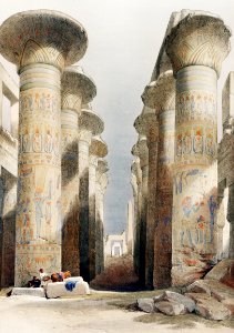 Great Hall at Karnak temple in Thebes illustration by David Roberts (1796–1864).. Free illustration for personal and commercial use.