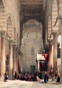 Interior of the mosque of the Metwalys (Metwalis) illustration by David Roberts (1796–1864).