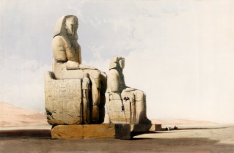 Thebes illustration by David Roberts (1796–1864).. Free illustration for personal and commercial use.