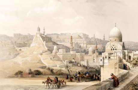 The Citadel of Cairo residence of Mehemet Ali illustration by David Roberts (1796–1864).. Free illustration for personal and commercial use.