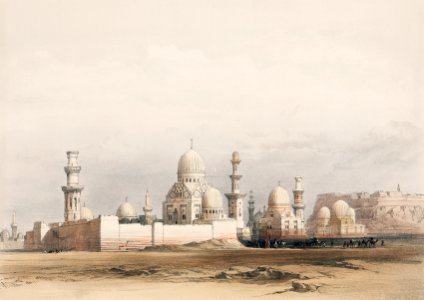 Tombs of the Memlooks (Mamelukes) Cairo illustration by David Roberts (1796–1864).. Free illustration for personal and commercial use.
