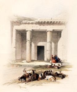 Entrance to the caves of Beni Hasan illustration by David Roberts (1796–1864).. Free illustration for personal and commercial use.