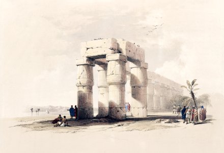 Luxor in upper of Egypt illustration by David Roberts (1796–1864).. Free illustration for personal and commercial use.