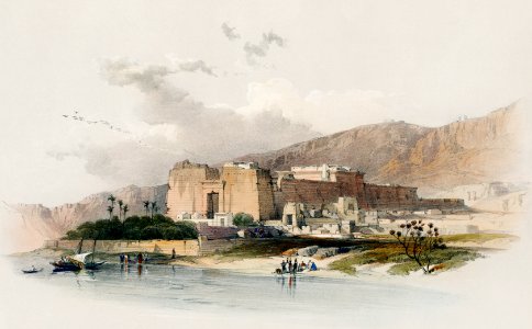 Temple of Kalabshee (Kalabsha) Nubia illustration by David Roberts (1796–1864).. Free illustration for personal and commercial use.