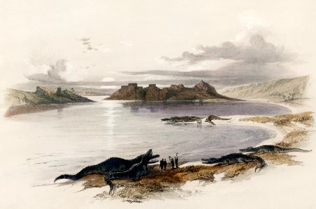 Wady Dabod (Wadi Dabod) Nubia illustration by David Roberts (1796–1864).. Free illustration for personal and commercial use.