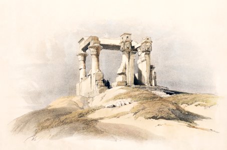Temple of Wady Kardassy in Nubia illustration by David Roberts (1796–1864).. Free illustration for personal and commercial use.
