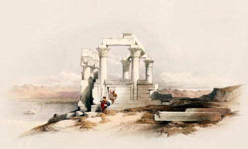 Ruins of the Temple of Kardeseh Nubia illustration by David Roberts (1796–1864).. Free illustration for personal and commercial use.