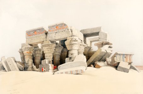 Kom Ombo llustration by David Roberts (1796–1864).. Free illustration for personal and commercial use.