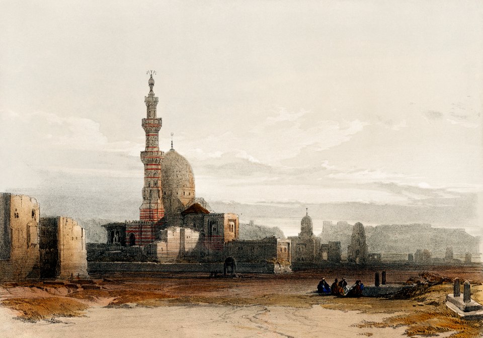 Tombs of the caliphs Cairo illustration by David Roberts (1796–1864).. Free illustration for personal and commercial use.