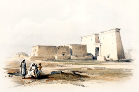 Temple of Dakka in Nubia illustration by David Roberts (1796–1864).. Free illustration for personal and commercial use.
