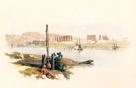 Ruins of Luxor from the southwest illustration by David Roberts (1796–1864).. Free illustration for personal and commercial use.