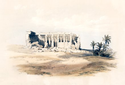 Wady Maharraka temple Nubia illustration by David Roberts (1796–1864).. Free illustration for personal and commercial use.