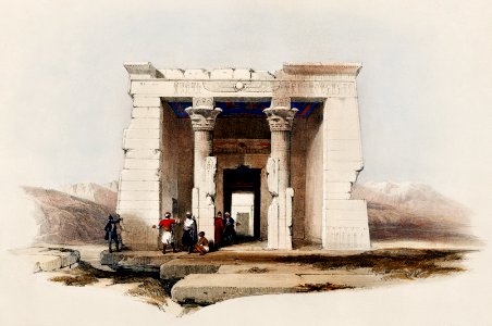 Temple of Dandour (Dendur) Nubia illustration by David Roberts (1796–1864).. Free illustration for personal and commercial use.