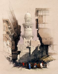 Street scene in Cairo illustration by David Roberts (1796–1864).