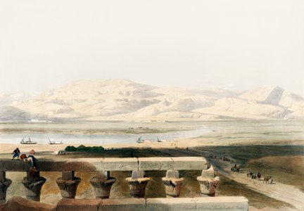Libyan chain of mountains from the Temple of Luxor illustration by David Roberts (1796–1864).. Free illustration for personal and commercial use.