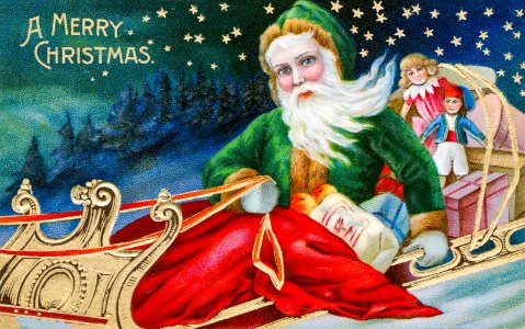 Vintage Christmas Postcard from The Miriam and Ira D. Wallach Division of Art, Prints and Photographs.. Free illustration for personal and commercial use.
