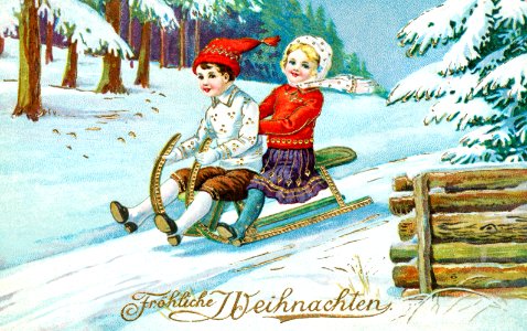 Vintage Christmas Postcard by H.W.B. publisher.. Free illustration for personal and commercial use.