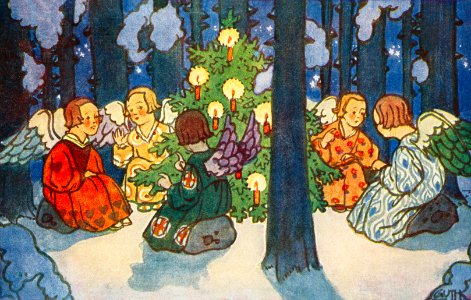 Vintage Christmas Postcard by Zdenek Guth.. Free illustration for personal and commercial use.