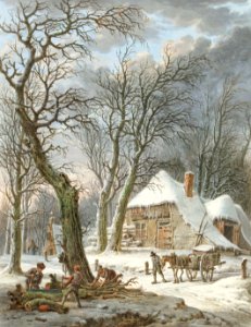 Winterlandschap (1759-1842) by Pieter Pietersz Barbiers.. Free illustration for personal and commercial use.