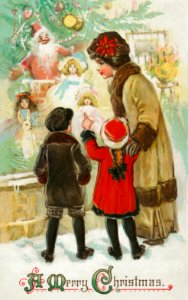 A Merry Christmas (1912) from The Miriam and Ira D. Wallach Division of Art, Prints and Photographs: Picture Collection by Frances Brundage.. Free illustration for personal and commercial use.