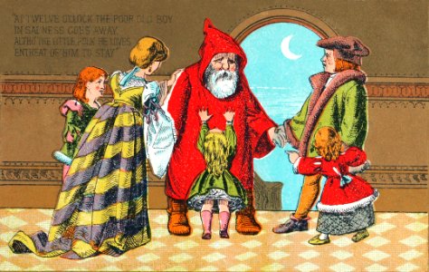 Father Christmas and His Little Friend no.6 (1880) by Marcus Ward & Co.. Free illustration for personal and commercial use.