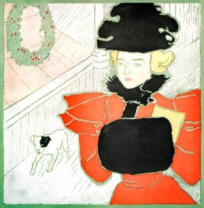 Vintage Christmas Card (ca. 1890–1907) by Edward Penfield.. Free illustration for personal and commercial use.