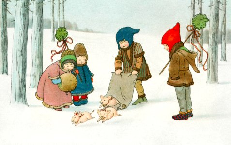 Joyeux Noël! by Pauli Ebner (1873–1949).. Free illustration for personal and commercial use.