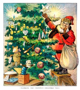 Trimming the Filipino's Christmas Tree (1906) by J. Ottman Lithographic Company.. Free illustration for personal and commercial use.