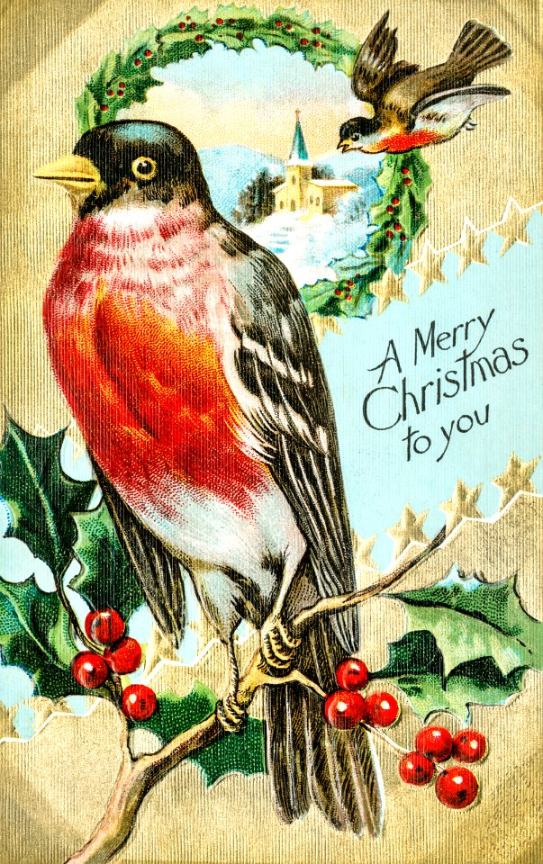 Vintage Christmas Postcard (1908) by Bamforth & Co.. Free illustration for personal and commercial use.