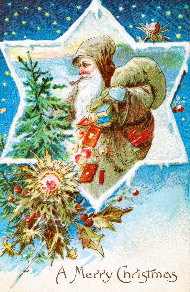 Vintage Christmas Postcard from The Miriam and Ira D. Wallach Division of Art, Prints and Photographs.. Free illustration for personal and commercial use.