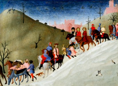 The Journey of the Magi (ca. 1433–35) by Stefano di Giovanni.. Free illustration for personal and commercial use.