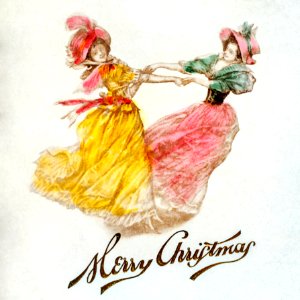 Christmas Dinner Card with Women Dancing (1900) by Battery Park Hotel, Asheville, NYC.