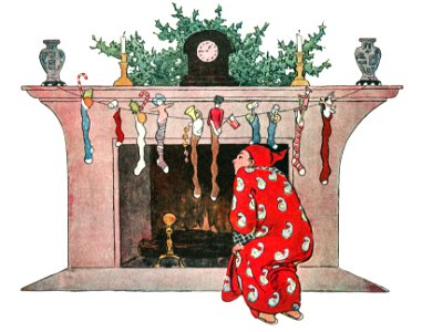 And Giving a Nod, Up the Chimney He Rose by Jessie Wilcox Smith (1863–1935).. Free illustration for personal and commercial use.